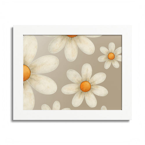 Framed Poster, Daisy Flower in Wood Frame, AI Enhanced, Flower Lover Art Print, Nature Room Decor, Floral Wall Art, Home Decoration Gift,
