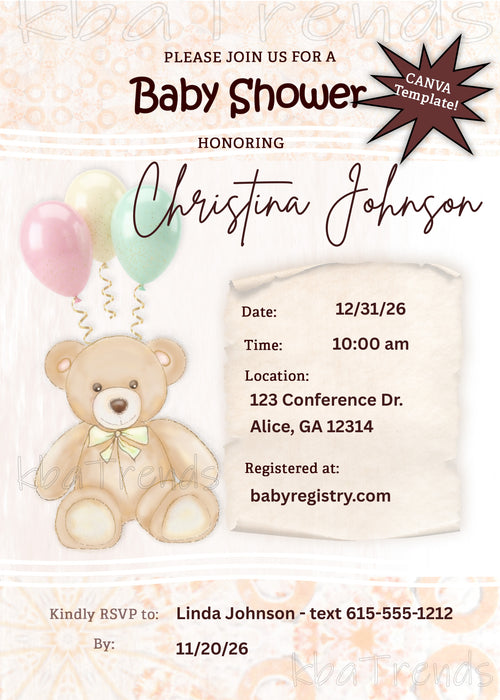 Baby Shower Planner Bundle Printable | Teddy Bear Shower Games, Fillable PDF, Excel & Google Sheets, Personalized Canva Template Customizable, Woodland Baby Shower Planner, Storybook Nursery, Baby Bear Theme, Cottagecore Baby Shower Invitation