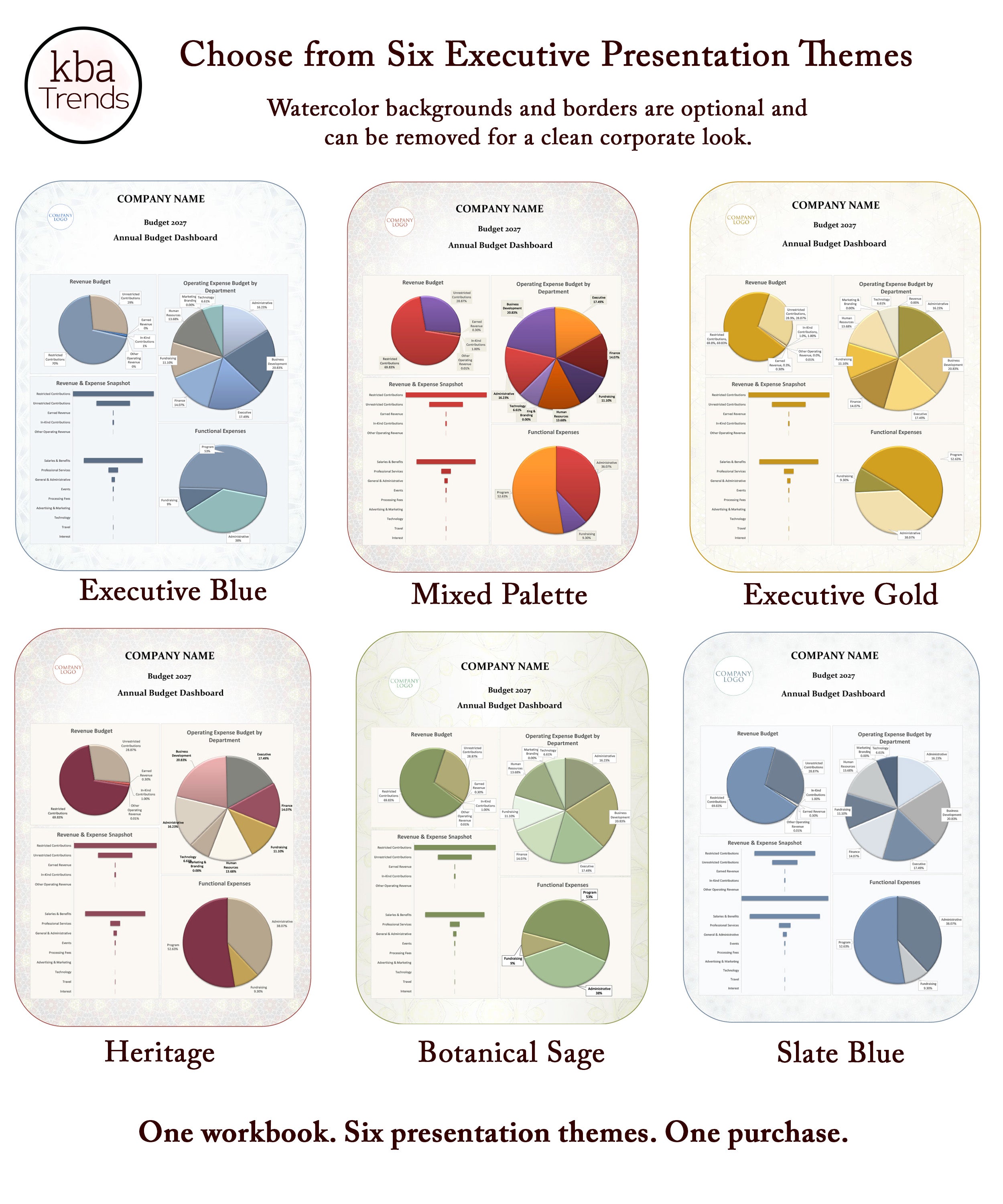 Professional Budgeting System | Excel Financial Workbook | Automated Budget Reports & Executive Dashboards | Small, Mid-Sized, Nonprofits