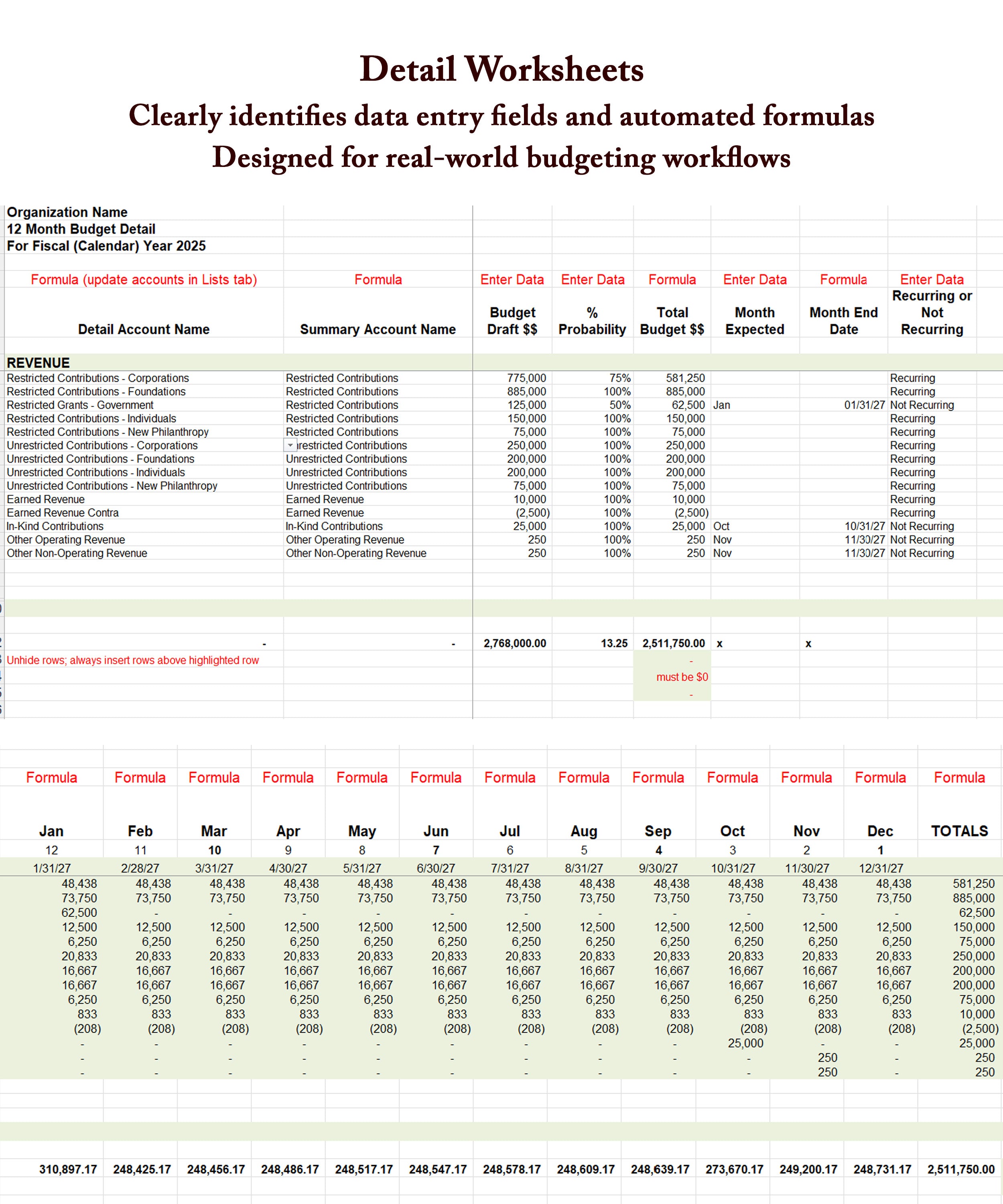 Professional Budgeting System | Excel Financial Workbook | Automated Budget Reports & Executive Dashboards | Small, Mid-Sized, Nonprofits
